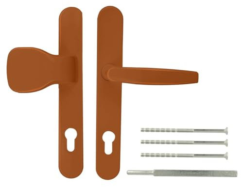 Premium Drückergarnitur Victory DHS 92mm - Oval - Griff-Knauf, Farbe:Golden Oak RAL 8003, Schildbreite:25mm