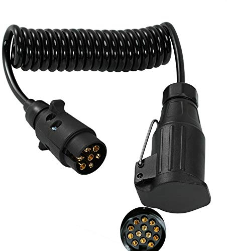 JVJ Adaptateur de remorque 7 vers 13 broches - Câble adaptateur de 2 m - Rallonge pour caravane, camping-car, voiture, camping-car, remorque