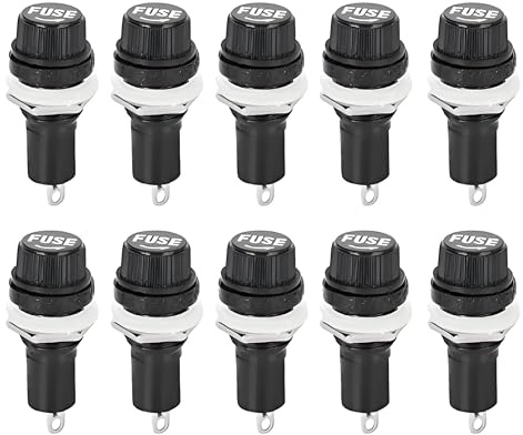 10er Set Sicherungshalter 5x20 mm für Schalttafeleinbau mit Schraubkappen für Automobile Motorräder Boote Sicherungsblock 12V 230V
