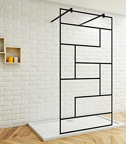 Acezanble Duschabtrennung 90x200cm Duschwand Walk In Dusche 8mm NANO Echtglas Schwarz