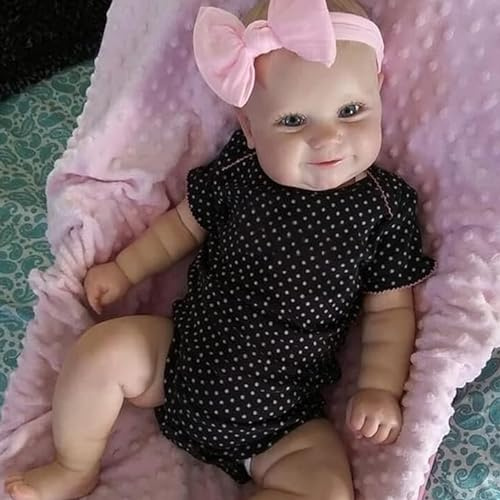 AIBAOLIAN 55 cm Reborn Puppe Lebensecht - Babypuppe für Kinder Ab 3 Jahre, Realistisch Neugeborenes Silikon Weichkörper Baby Spielzeug Geschenk