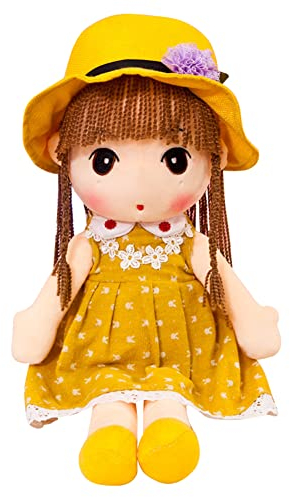 LICHENGTAI 45CM Weiche Stoffpuppe, Stoffpuppe Babypuppe Püppchen mit Haar, Schöne Puppe Stoffpuppe Plüsch Stofftier Spielzeug Cartoon Deko Toy Geschenk Gift für Kinder Baby Mädchen