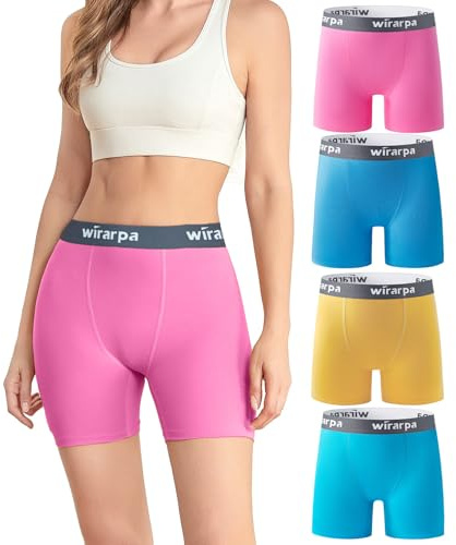Wirarpa Women's Boxer Briefs 5.5 Inseam Slip Shorts Anti Chafing Boyshort Panties for Under Dresses Leggings 4 Pack