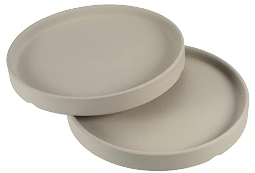 PATIKIL Plant Pot Saucers 6 Inch, 2 Pack Ceramic Round Flower Drip Tray for Indoor Outdoor, Gray