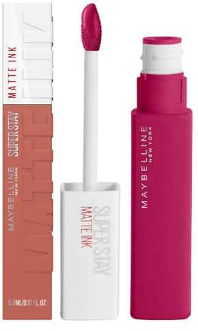 Maybelline New York SuperStay Matte Ink Opaque Lipstick, Intense Color, Long Lasting, with Precision Applicator, 2 Lipsticks, 120 Artists and 65 Seductress