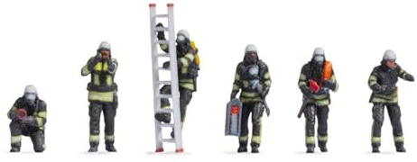 NOCH N Figuren Feuerwehr, 3D gedruckte Figuren, für Spur N, ideal für Dioramen und Modellbahnanlagen