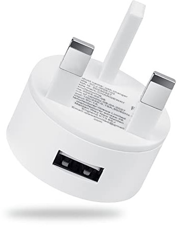 USB UK Round 3-Pin Adapter Wall Charger Compatible With Mobile Phones, Samsung, iPads, Watches, AirPods