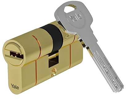 Yale Cylindre européen Série 2100 30/45 mm laiton poli double cylindre, 5 clés incluses, protection optimale pour portes blindées et d’entrée