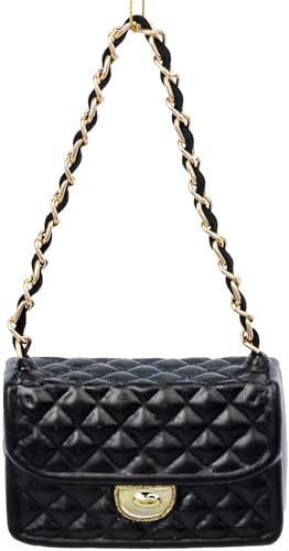 SIKORA Handtasche schwarz besondere Weihnachtskugel Glas Christbaumschmuck Deko Figur Weihnachten Anhänger Ornament - Trend Line - BS635