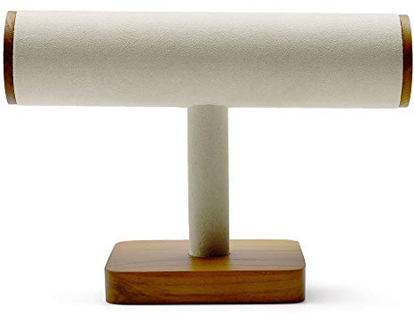 Papten Smyckesställ i trä, smyckesförvaring, hängande smycken, display smyckeshållare för armband, klocka, armband (beige)