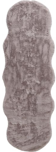 Knutzen Wohnen Arvid Deluxe Kunstfell Teppich Groß 55 x 160 cm Taupe - Lammfell Teppich - Fellteppich Groß - Lammfell Schafsfell Imitation - Dekoratives Element für jeden Wohnraum