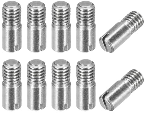 sourcing map 10 Stück geschlitzter Zylinderstift M6 x 16mm 304 Edelstahl | Mit Außengewinde, Zur Positionierung von Möbeln und Schränken