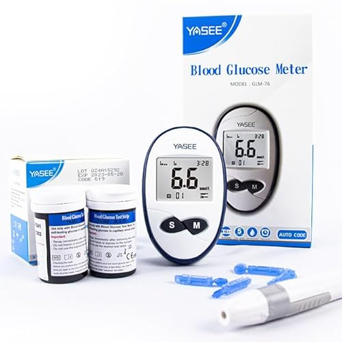 Blood Glucose Monitor for Home Use, Tests Sugar Levels with Ease (Strip&Lancert Package x 100)