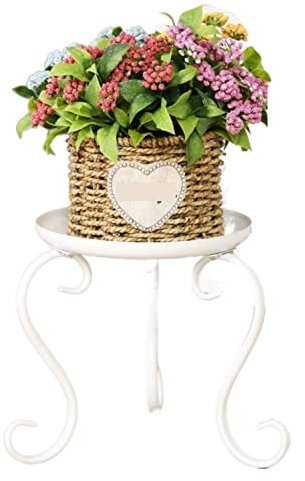 OUYUE Pflanzenständer Blumenständer Aus Metall, Blumenhocker, Eisen, Pflanzenständer, Innen- Und Außendekoration Blumentreppen (Color : White, Size : 21 * 23cm)