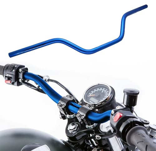7/8 22mm motorcycle Mid Handlebars, Motorcycle Handlebar Handle Bars Universal for All Motorcycle which the clamp 7/8 22mm-Blue