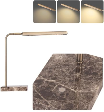 lianheng Dimmbare LED Schreibtischlampe mit Metallarm & Marmorfuß - Dimmbar, 3 Farbtemperaturen, Augenschonend, Bürolampe, Leselampe, Homeoffice