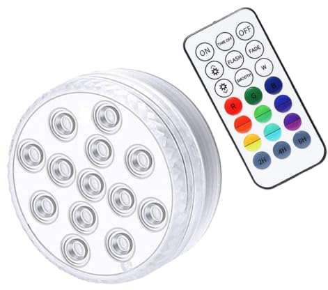 ORFOFE 3sätze Batteriebetriebene Unterwasserbeleuchtung Wasserdichte Lampen Aquarium Lampe Mit Fernbedienung Und Saugnapf Für Vasen Schwimmbecken Und Dekoration
