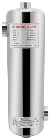 Chensyo Riscaldamento per piscina, 60000 W, scaldabagno in acciaio inox, protezione per uso comodo in piscina, spa, vasca idromassaggio, vassoio, riscaldamento (argento)