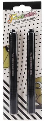 Edible Markers,Food Coloring pen 5 Colors,Triangle Broad Line Classic Colors for Cookies/Cakes/Fondant/Baking Decorating/Drawing (Black, 2PCS)