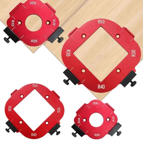 2 Pezzi Modelli di Router per Raggio in Alluminio 4 in 1 - Radius Jig Router Modelli, Modelli di Fresatura per Fresatric, Modelli per Tavolo da Lavorazione del Legno Localizzatore (R10-R25 + R30-R50)