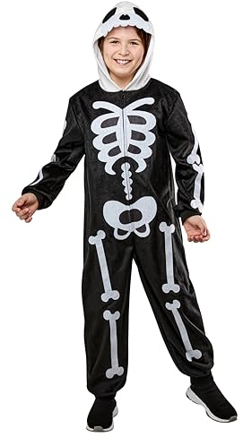 Rubies Comfywear Hooded Jumpsuit for Kids, Unisex Kids Costume, Skeleton, Large-XL