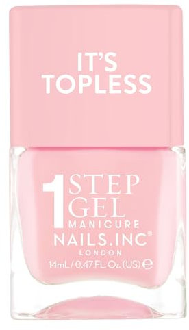 Nails Inc It's Topless Gel-Like Nail Polish, 4-in-1 Base Coat, Treatment, Colour & Top Coat, Long Lasting, Strong, Chip Free Nails, Glossy Salon Quality Manicure, Air Dry Nail Polish, Sabrina, 14 ML