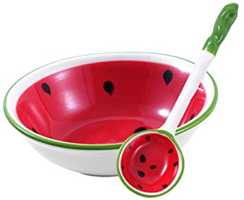 Amosfun Keramik Schüssel Löffel Satz Wassermelone Design Kreative Küchenschale Für Suppe Zuhause Hotel Restaurant