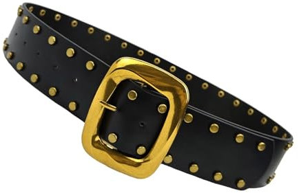 LUOFENG Grommet Taillengürtel Punk Öse Charm Breite Kette für Cowboy Grunge Schnalle Modern Bund Taillenkette Nietengürtel