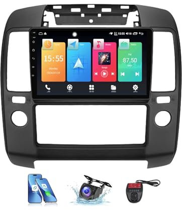 Ecran Tactile 9 Android 13 sans Fil Carplay Android Auto Autoradio 2 Din Navigation pour Nissan Navara 3 D40 2004-2010 avec WiFi 4G/DSP/Bluetooth/FM/RDS/Dab+/DVR Caméra de Recul(NF-1)