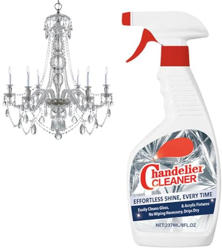 1/2Pcs Chandelier Cleaner Drip Dry Spray No Wipe, Dust Remover & Streak Free Glass Cleaner Spray for Crystal Chandelier & Window Screen, Versatile Household Cleaning Supplies