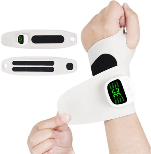 PPLDABNK Pulsera Térmica Inalámbrica con Función De Masaje, con Giro De 360°, 8 Modos Y 30 Niveles De Intensidad, Recargable por USB, Ajustable para Aliviar La Artritis (Izquierda/Derecha).,Jasper
