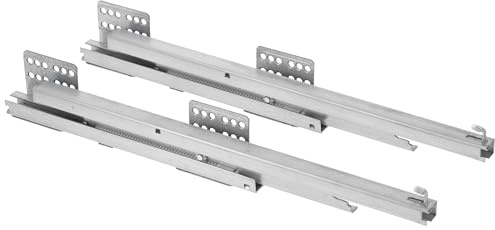GTV - MOVIX PRO Führungsschienen für Unterschrankauszug 150/200 mm, linke Seitenschiene, Vollauszug mit Soft-Close, Unterflurmontage, Stahl, leise Möbelführung