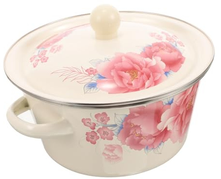 TOPPERFUN Emaille Schüssel Mit Deckel Dickwandige Multifunktionale Lardschüssel Rühr Suppenschale Für Dumpling-füllung Lebensmittelecht Mit Doppelgriff Vintage Küchenbehälter Zur Frischhaltu