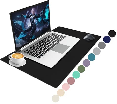 Niviy Sous Main Bureau Sous-Mains Cuir PU Tapis de Souris Protection Bureau Antidérapant et Imperméable pour Bureaus Maison Desk Mat Facile à Nettoyer Noir 60x40cm