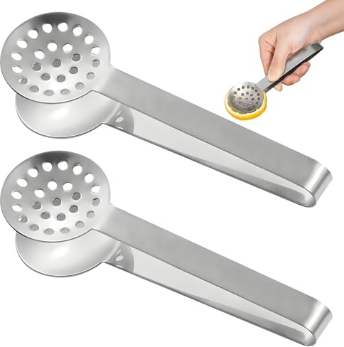 2 Pcs Tea Bag Squeezer, Stainless Steel Round Tea Bag Holder, Holder Strainer Clip Spoon for Safe Mess Free Brewing, Effective Teas Tool for Easy Extraction
