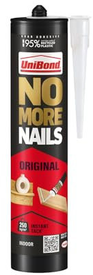 UniBond No More Nails Original High Strength Grab Adhesive, Heavy Duty Mounting Glue for Wood, Brick, Metal, Ceramic & Plaster, Instant Grab Interior Construction, Pack of 3 (3 x 280ml Cartridges)