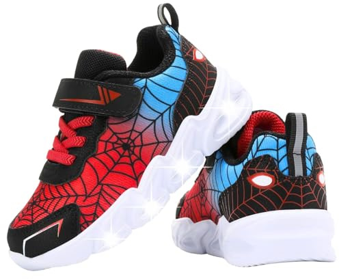 ZOUPREME Zapatillas con Luces Deportivas Niños, Zapatos de Niño Deporte Tenis Luminosas Boys Shoes Xmas (A2-Red,26)
