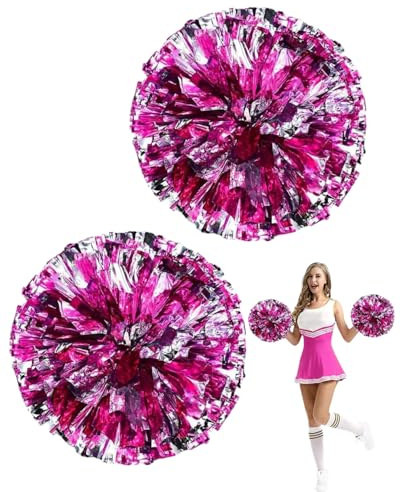 HUVZOR 2Pcs Pompones Animadora Pompones Metallic Cheers Pompones de Porristas, Pompones Deportivos Cheerleading, Cheers Bola de Flores para Fiesta de Baile Competencia Deportiva