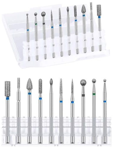 AYHYHLJZJ 10 Pièces Embout Ponceuse Ongles,Professionnel Ponceuse Ongles Les Accessoires,Kit Tête de Fraisage des Ongles pour Ongles Polir et Exfolier Diamant Carbure Tungstène Pour Salon À Domicile