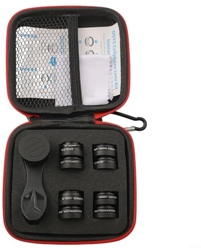 Kit 10 en 1 pour objectif de téléphone portable avec clip de 17 mm pour iPhone, Samsung et la plupart des smartphones, avec objectif grand angle, macro, fisheye et téléobjectif