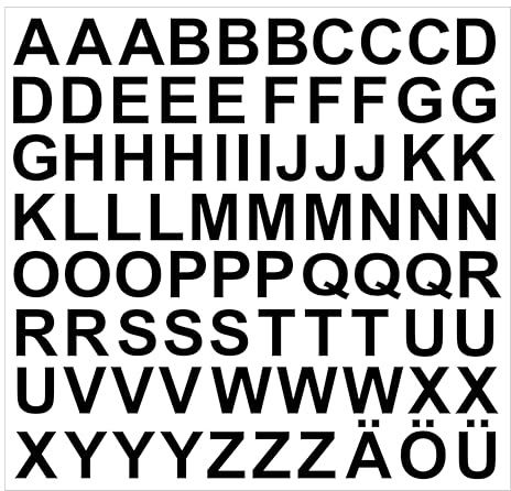 81 Klebebuchstaben MATT schwarz Höhe 3cm aus Folie wetterfest selbstklebend Buchstaben Aufkleber Sticker Klebebuchstabe Buchstabe Letter Großbuchstaben Großbuchstabe Beschriftung Modellbau