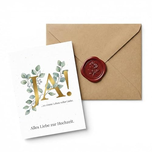 Sinnblatt Hochzeitskarte und Geldgeschenk Hochzeit, edle Karte für das Brautpaar, Glückwunschkarte als Beilage für Hochzeitsgeschenke, Boho Eukalyptus Design