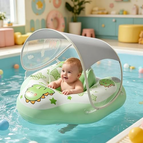 Bouée Bébé - Gonflable Piscine avec Pare Lumière UPF50+ Anti Basculement | PVC Durable, Siege Securite Anti Retournement Avec Harnais Pour Bebe | Ideal Plage Ou Piscine Familiale