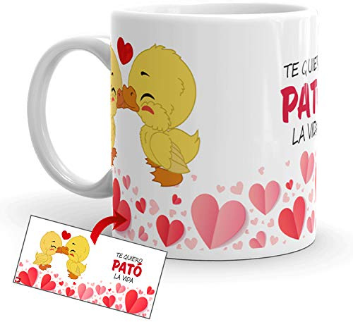 Kembilove® Taza de Desayuno para Parejas con Bonitas Frases Te quiero pató la vida - Regalo Original Taza con diseños Coloridos para Enamorados Novios y Novias San Valentín - Taza para Enamorados