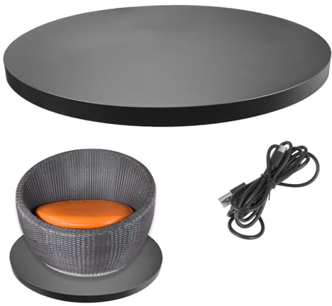 Fotoconic Black Electric Motorized Rotating Turntable Display Stand, 24 60cm Diameter, 80kg Centric Loading for Shop Display (Type-C)
