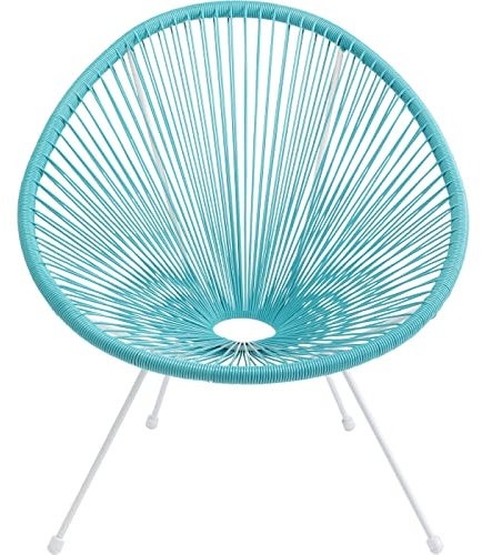 Kare Design Sessel Acapulco, Türkis, Indoor und Outdoor Stuhl im Retro-Design, Gartenstuhl, Relaxsessel für Balkon, Garten, Terrasse, Weißes Stahlgestell, 85x73x78 cm (HxBxT)