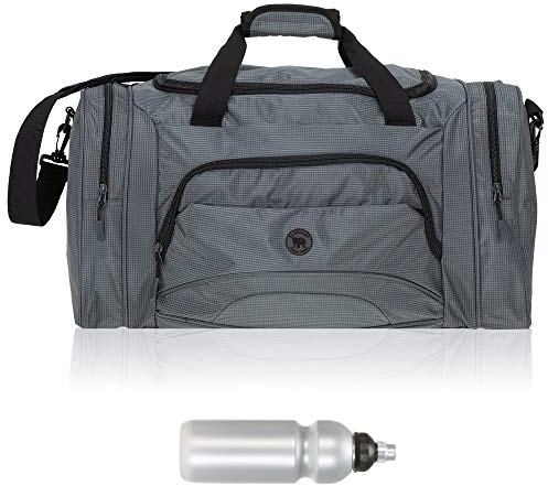 Sporttasche Elephant Color Big 55 cm Reisetasche 1296 Grau + Trinkflasche | Damen Herren Saunatasche Tasche mit Nassfach Schuhfach Sport Fitness Sauna Reise Gym Bag sehr groß