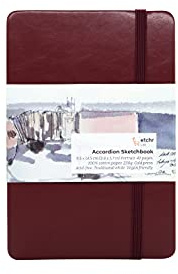 Etchr Aquarell-Skizzenbuch, Akkordeon, 10,2 x 15,2 cm, 100% Baumwolle, Aquarellpapier, Kaltpress-Aquarellpapier, Verwendung für Aquarell-Gouache-Mischmedien oder zum Skizzieren, Skizzenbuch für