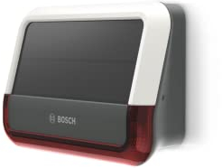 Bosch Smart Home Außensirene, kabellose Alarmanlage mit Solarpanel, warnt per 3-fachen Alarmierung hörbar, sichtbar und via Push-Nachricht