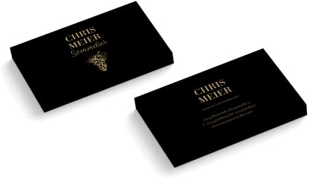 Visitenkarten | 350 g Qualitätsdruck | 2-seitig | Text + Farbe sofort anpassen | 85 x 55 mm | sofort gestalten | Design Sommelier | hochwertig (Schwarz, 100 Stück)